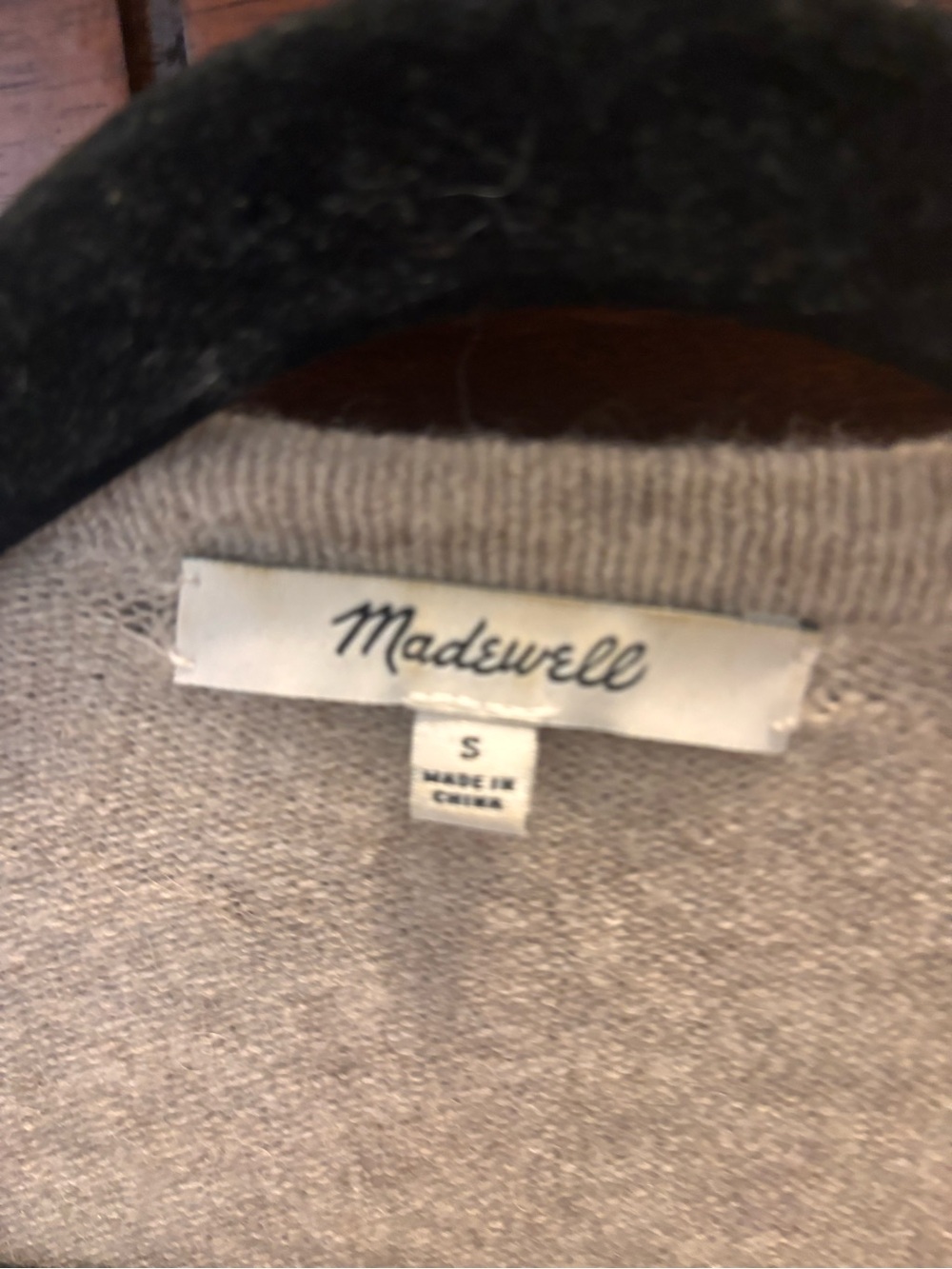 Madewell Beige Navy Gray Colorblock Open-Front Cardigan - Picture 3 of 4